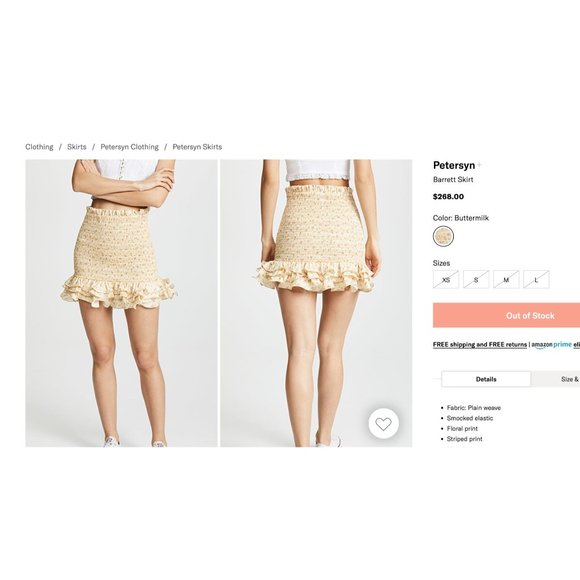 NWT Petersyn Barrett Skirt Linen Ruffles Smocked Size Large Solid Not Fl… - Picture 3 of 10